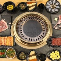Offre Spéciale pas cher 295mm coréen rond barbecue gril poêle barbecue en acier inoxydable casserole pour restaurant
