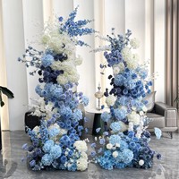 Arche florale bleue en soie artificielle de haute qualité, toile de fond pour mariage, festival, fête et décoration photo