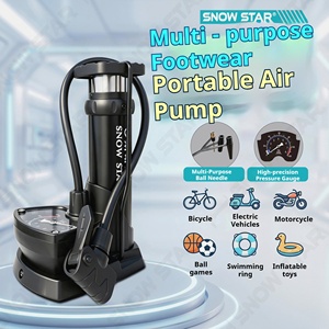 Pompe à pied portable multifonction pour vélo <span class=keywords><strong>de</strong></span> route et usage domestique, avec manomètre, pour véhicules électriques/à batterie - Product Image 1