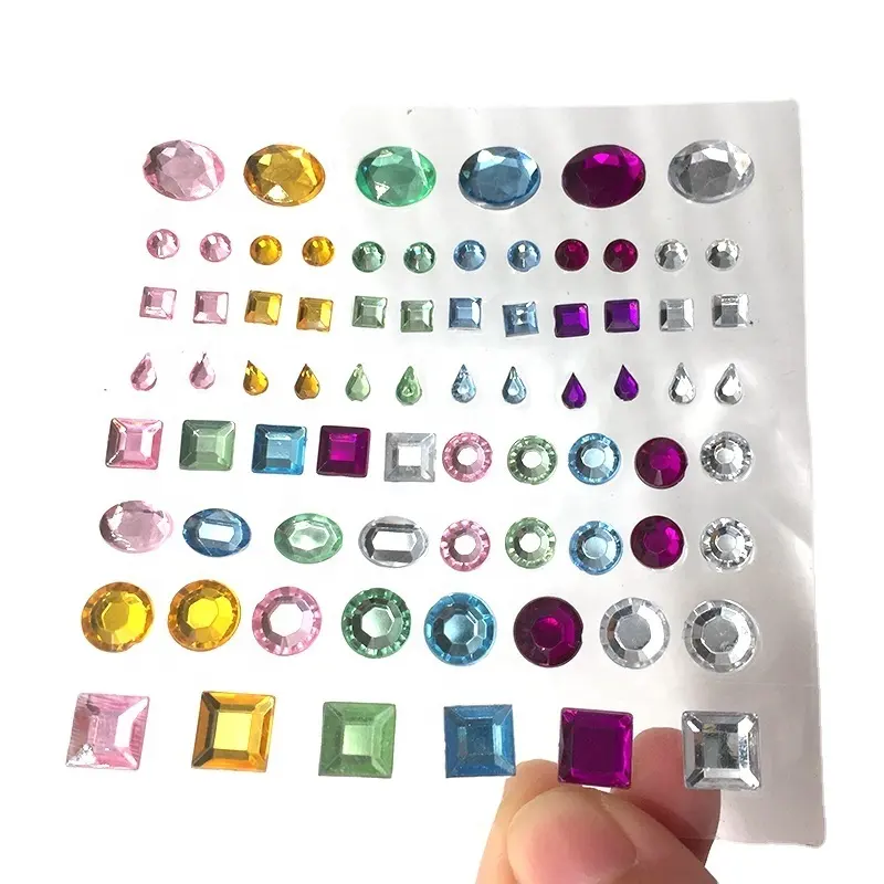 Acrylic Rhinestone Gem Stickers Self-Adhesive Sticky Crystal Diamantes for DIY Wedding Decorations and Embellishments
