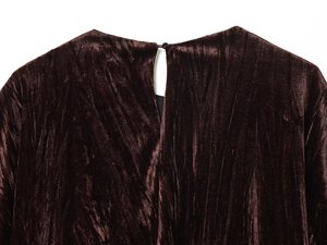 Zevity 2026 Blusa de Terciopelo para Mujer, Elegante, con Estampado de Globos, Plisada, de Manga Corta, Informal, Ajustada, para Verano - Product Image 4