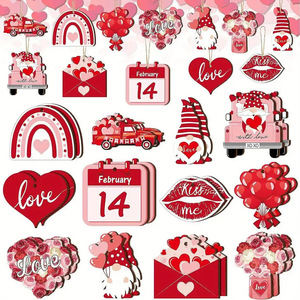 Decoraciones para la Fiesta de San Valentín Damai, Adornos de Madera en Forma de Corazón Rosa y Adornos Colgantes de Camiones de Dibujos Animados, Regalo - Product Image 1