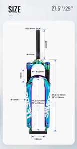 TANKE <span class=keywords><strong>Fourche</strong></span> de vélo VTT en alliage d'aluminium Suspension Air <span class=keywords><strong>26</strong></span>/27.5/ 29er <span class=keywords><strong>Pouces</strong></span> <span class=keywords><strong>Fourche</strong></span> A-pilier Contrôle d'épaule <span class=keywords><strong>Fourche</strong></span> de vélo - Product Image 4