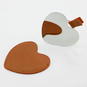 PU Leather Heart-Shaped Pocket Mirror with Custom Logo Promotional Makeup Mirror