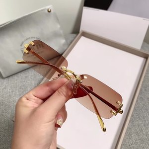 2025 kim loại cá tính cắt cạnh thời trang không có vành Eyewear unisex biểu tượng tùy chỉnh Kính uv400 thiết kế sang trọng Kính mát - Product Image 5