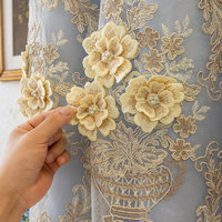 Rideaux occultants brodés à la française, motif floral 3D damassé, à œillets dorés, pour salon et chambre, vente en gros, sur mesure, direct fabricant