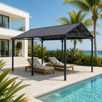 Abri de voiture en métal durable avec revêtement en poudre, toit en polycarbonate, résistant au vent et à la neige, antirouille, pour allée de maison et zone de piscine