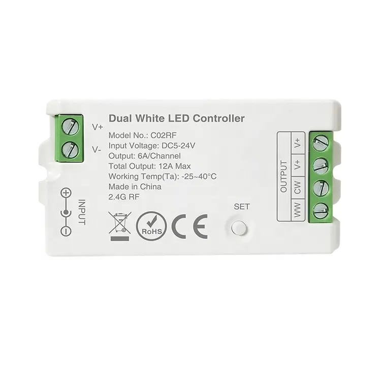 2.4G Touch Remote LED Dimmer Wireless LED Strip RF Controller With Dual White Touch Ring Keys 12V/24V 3Channel