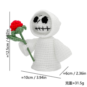 <span class=keywords><strong>Porte</strong></span>-clés fantôme en crochet fait main pour Halloween, en peluche, cadeau d'accompagnement émotionnel avec ailes, artisanat textile tricoté, personnalisable - Product Image 4