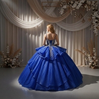 Robe de bal de Quinceañera bleue à sequins, longueur ras du sol, avec appliques dorées, style mexicain, pour Sweet 16, Vestidos De 15 Anos, grande taille, en dentelle naturelle