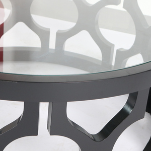 Nuovo design fatto a mano in rovere <span class=keywords><strong>rotondo</strong></span> intagliato <span class=keywords><strong>rotondo</strong></span> top in <span class=keywords><strong>vetro</strong></span> <span class=keywords><strong>tavolo</strong></span> da tè <span class=keywords><strong>per</strong></span> eventi - Product Image 6
