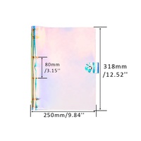 Protège-cahier A4 en PVC souple à 4 anneaux, transparent arc-en-ciel, avec fermeture à bouton-pression pour classeurs à anneaux ronds