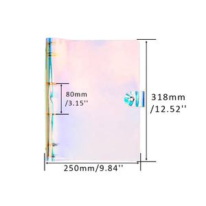 Classeur A4 en PVC souple à <span class=keywords><strong>4</strong></span> <span class=keywords><strong>anneaux</strong></span> couverture arc-en-ciel transparent feuilles mobiles coque ronde classeur à <span class=keywords><strong>anneaux</strong></span> avec fermeture à bouton-pression - Product Image 2