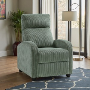 Fauteuil inclinable Lexicon jaune en velours côtelé avec cadre en bois massif et base métallique, montage facile, petit canapé d'appoint moderne et confortable - Product Image 1