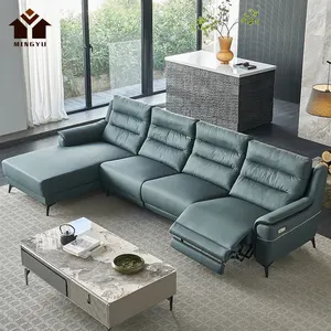 Eenvoudige Reiniging Lederen Multifunctionele Chaise Bank Woonkamer L Vorm Bank Liggend Elektrisch Tillen Loveseats Bank Lage Prijs