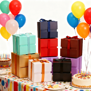 定制方形折叠盒大容量可回收白色橙色深红色条纹钱包礼品铜版纸冲压蜡烛 - Product Image 5