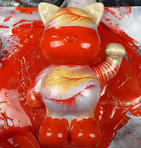 Gatto Portafortuna in Vinile Fai-da-Te, Ornamenti in Plastica, Bambole Bianche, Salvadanaio Dipinto a Mano - Product Image 4