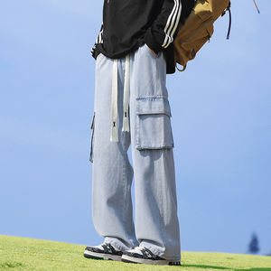 Pantalones de verano finos americanos personalizados con logo, pantalones juveniles holgados para hombre, pantalones de verano para hombre, pantalones casuales y frescos para hombre - Product Image 4