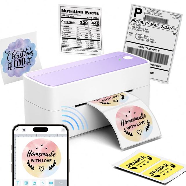 Wireless Label Printer Ideal for Warehouse Manufacturing and E-commerce PM241-BT Thermal Shipping Label Printer blue-tooth