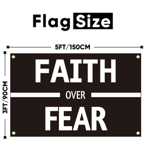 Entrega rápida Impresión digital 100% Poliéster Fe sobre la bandera del miedo para el dormitorio universitario Hombre Cueva Frat Pared Decoración al aire libre - Product Image 2