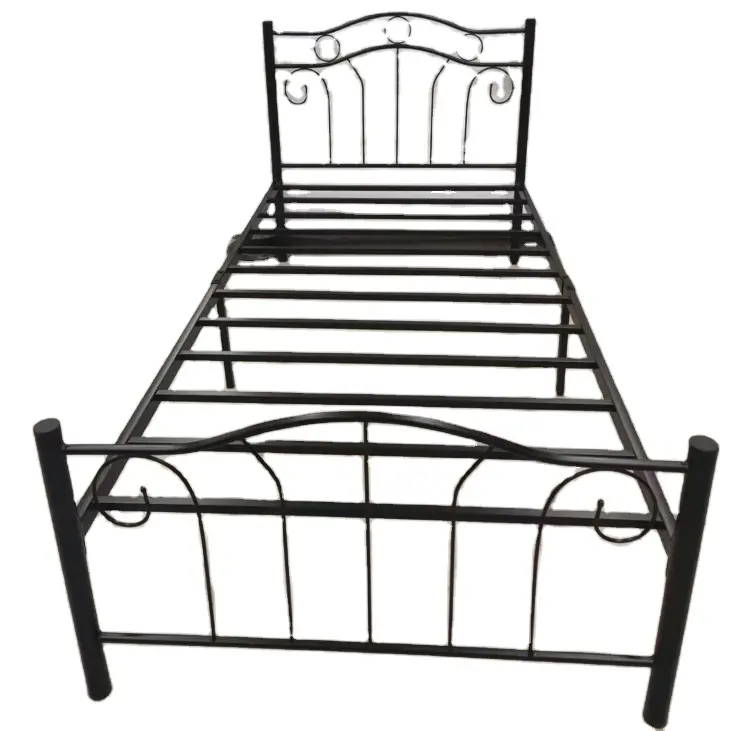 Mail order packing Quality black white power coated metal Bed Beds for House Dormitory Double Metal bed frame