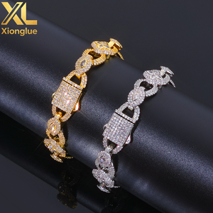 Eye Bracelet Four Leaf Clover Flower Cross Design 18K Gold Plated Cuban <b>Chain</b> Hip Hop <b>Iced</b> <b>Out</b> Jewelry - Product Image 4