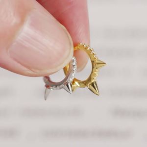 Dylam Personalized Solid 925 Sterling Silver Rhodium 18K Gold Plated 5A Zirconia <b>Tiny</b> Punk Rivet <b>Hoop</b> <b>Earrings</b> - Product Image 2