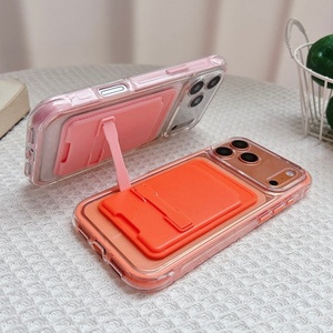 Nouvelle coque de téléphone 2-en-1 antidérapante avec cadre coloré et porte-cartes transparent pour iPhone 11 12 13 14 15 16E 17Air - Product Image 4