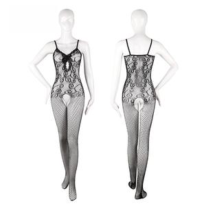 Lingerie sexy transparente, combinaison une pièce en résille avec nœud et bordure en plumes pour une passion spéciale, vente en gros - Product Image 6