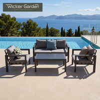 Ensemble de conversation de jardin en aluminium avec canapé et chaises d'extérieur et table basse en pierre – Commande en gros, idéal pour balcon et jardin