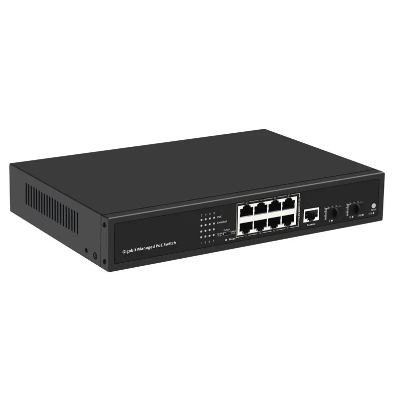 Nieuw Type Gigabit 1u Rack 19 Inch Kastlaag 2 Web Beheerde Vlan 8 Port Fiber Poe Switch