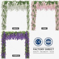 Garland Bunga Wisteria Putih Buatan 180cm, Bunga Sutra Gantung untuk Dekorasi Pernikahan, Latar Belakang, Dinding, dan Rumah