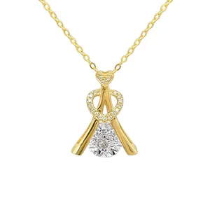 Nuovo Disegno 18k Oro Reale Naturale Torre di Diamante A Forma di Della Collana Del Pendente di Trasporto di Goccia 18K Solid Gold Collane