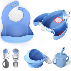 100% BPA libre mango de silicona juego de <span class=keywords><strong>cubiertos</strong></span> de cocina bebé tazón plato cuchara niños vajilla de silicona traje para niños - Product Image 3