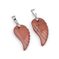 Pendentif en pierre naturelle Œil de tigre Améthyste Amazonite Cristal Double face sculpté Aile d'ange Plume Pendentifs pour hommes et femmes