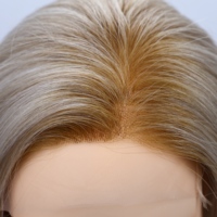 Peluca de Cabello Virgen Brasileño Rubio Corto con Flequillo - Peluca de Encaje HD Lisa de Aspecto Natural para Uso Diario