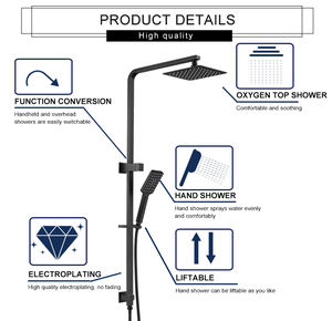 Ensemble de douche combiné complet en laiton noir moderne australien standard robinet en or pommeau de salle de bain colonne de douche ensemble de robinet - Product Image 4
