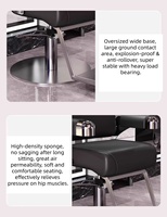 Fauteuil de Barbier Moderne en Cuir PU, Réglable en Hauteur Hydrauliquement, Base Ronde Pivotante à 360°, Repose-Pieds Unique, Siège de Coiffure pour Salon
