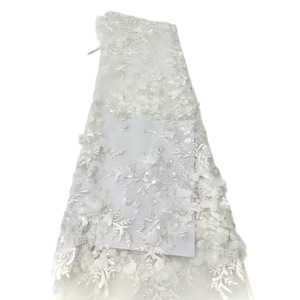 2025 dernière perle 3D stéréoscopique fleur paillettes tissu robe français haut de gamme tissu - Product Image 3