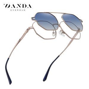 Zanda <b>Sunglasses</b> Metal Frame Blue <b>Gradient</b> Lens UV400 Protection Unisex Style - Product Image 4