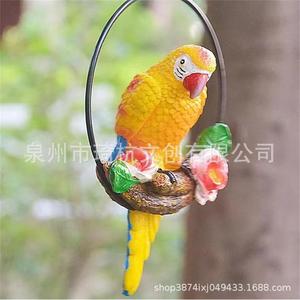 Ornement de perroquet en résine, décoration de jardin, balcon extérieur, cour, artisanat animal suspendu, décor d'oiseau coloré - Product Image 4