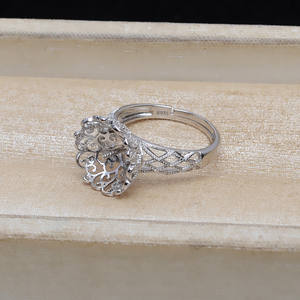 แหวนเงินแท้ S925 ปรับขนาดได้ รุ่น JG5227 ขนาด 12-13 สำหรับใส่ไข่มุก อุปกรณ์ทำเครื่องประดับ ขนาด 6 มม. - Product Image 2