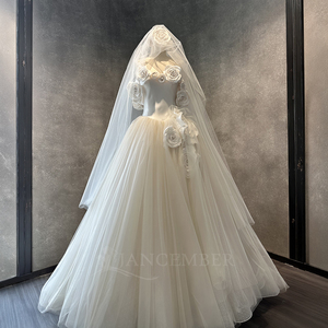 Robe de mariée de luxe Nt147 en ivoire avec appliques de roses 3D, corset sans bretelles, robe de bal en tulle souple, robe de mariée princesse Jancember - Product Image 2
