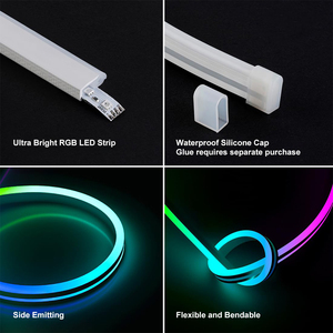Bande lumineuse LED né<span class=keywords><strong>on</strong></span> RGB ESANN en silicone 6x12mm, étanche IP67, 12V/24V, télécommande via application, éclairage flexible pour maison et TV - Product Image 5