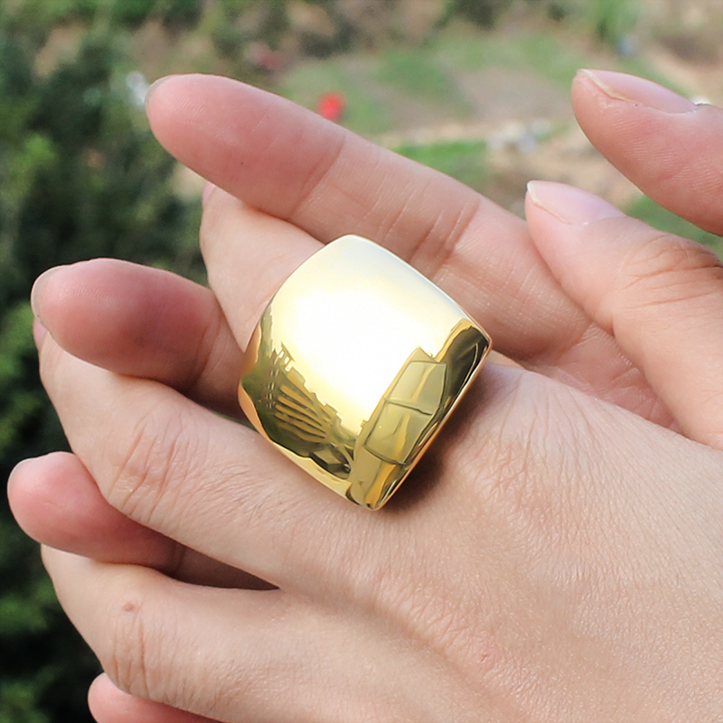 Anello Largo Personalizzato JewelryWe - Acciaio Inossidabile, Lucido, Argento/Nero/Oro - Foto 2