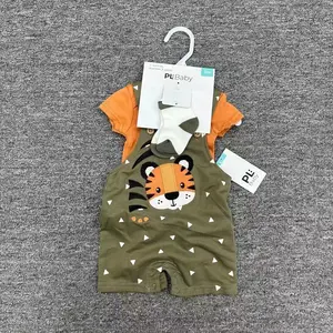 2024 wholesale cheap price good quality spring new style popular hot sale baby clothes set three piece cartoon suspenders