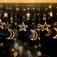 Chaîne de rideau LED féerique avec lune étoilée pour les décorations de festival et de Noël en plein air IP44 pour les décorations de ramadan et de chambre