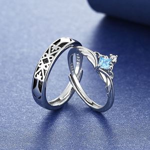 Anneau de couple Princesse et <span class=keywords><strong>Chevalier</strong></span>, anneau de mariage romantique réglable en diamant, anneau de couple pour femme et homme, cadeau pour anniversaire, Saint-Valentin - Product Image 1