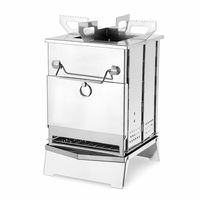 Réchaud de camping pliable en acier inoxydable portable, réchaud fusée, barbecue au charbon de bois avec cendrier et sac de rangement pour l'extérieur