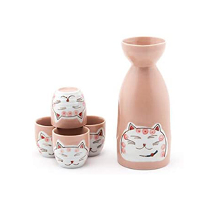 Artisanat Traditionnel 1PC Poterie Bien <span class=keywords><strong>Carafe</strong></span> et 2 PIÈCES Tasses à Saké Blanc Maneki Neko Chat Design Japonais En Céramique Sur Mesure set De saké - Product Image 3